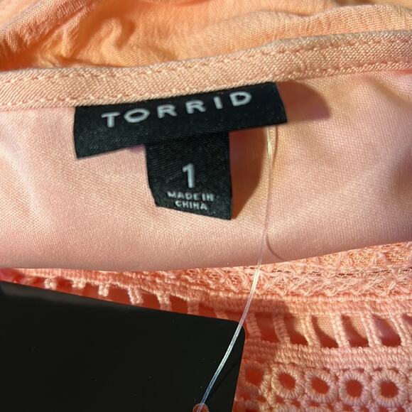 Torrid Peach Mini Gauze Lace-Up Skater Mini Spring Dress Size 1X NWT - Picture 8 of 8